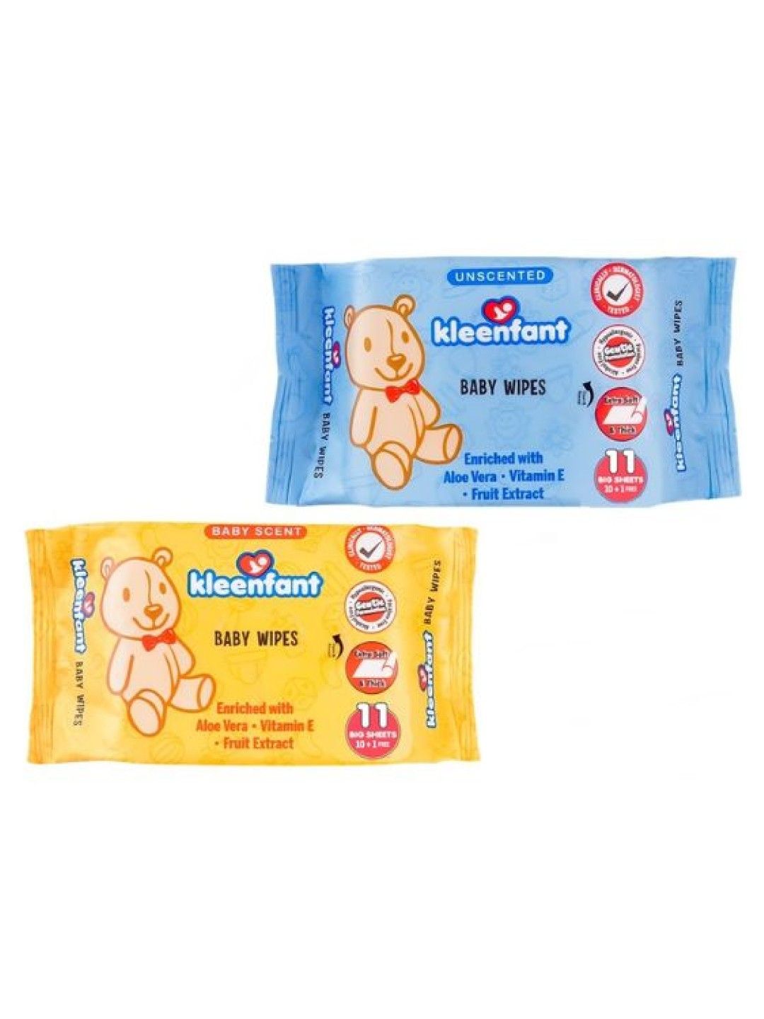 Kleenfant Baby Scented Wipes (11s) + Unscented Baby Wipes (11s) - Set (No Color- Image 1)