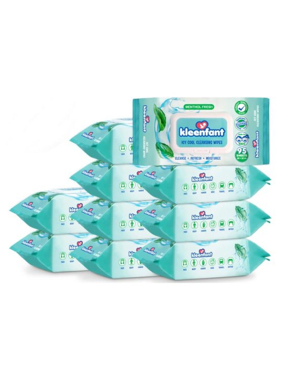 Kleenfant Menthol Scent Cleansing Wipes (95 Sheets) Pack of 10 (No Color- Image 1)