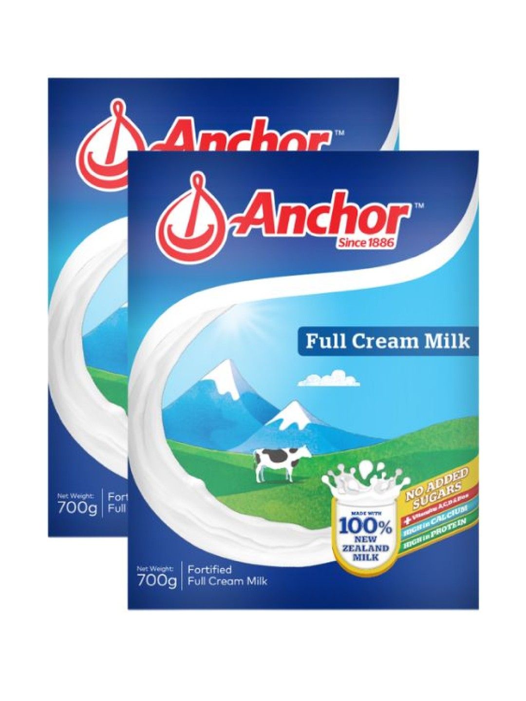 Anchor Full Cream Milk Powder Plain (700g) Bundle of 2 (No Color- Image 1)