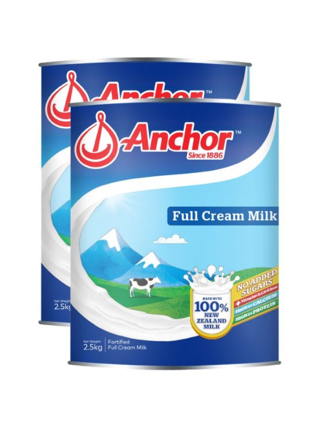 Anchor Full Cream Milk Powder Plain (2.5kg) Bundle of 2