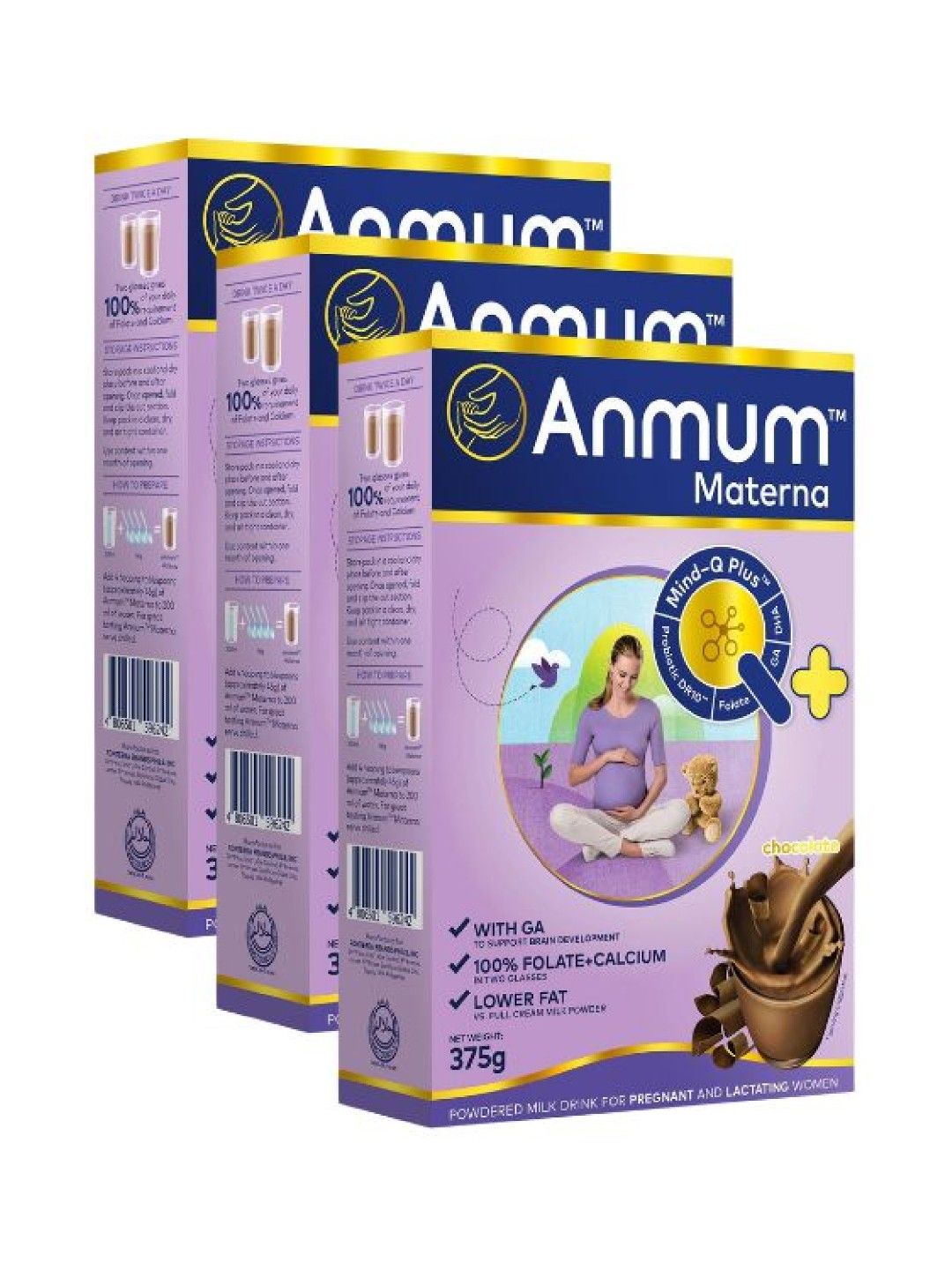 Anmum Materna Milk Powder Chocolate (375g) Bundle of 3 (No Color- Image 1)