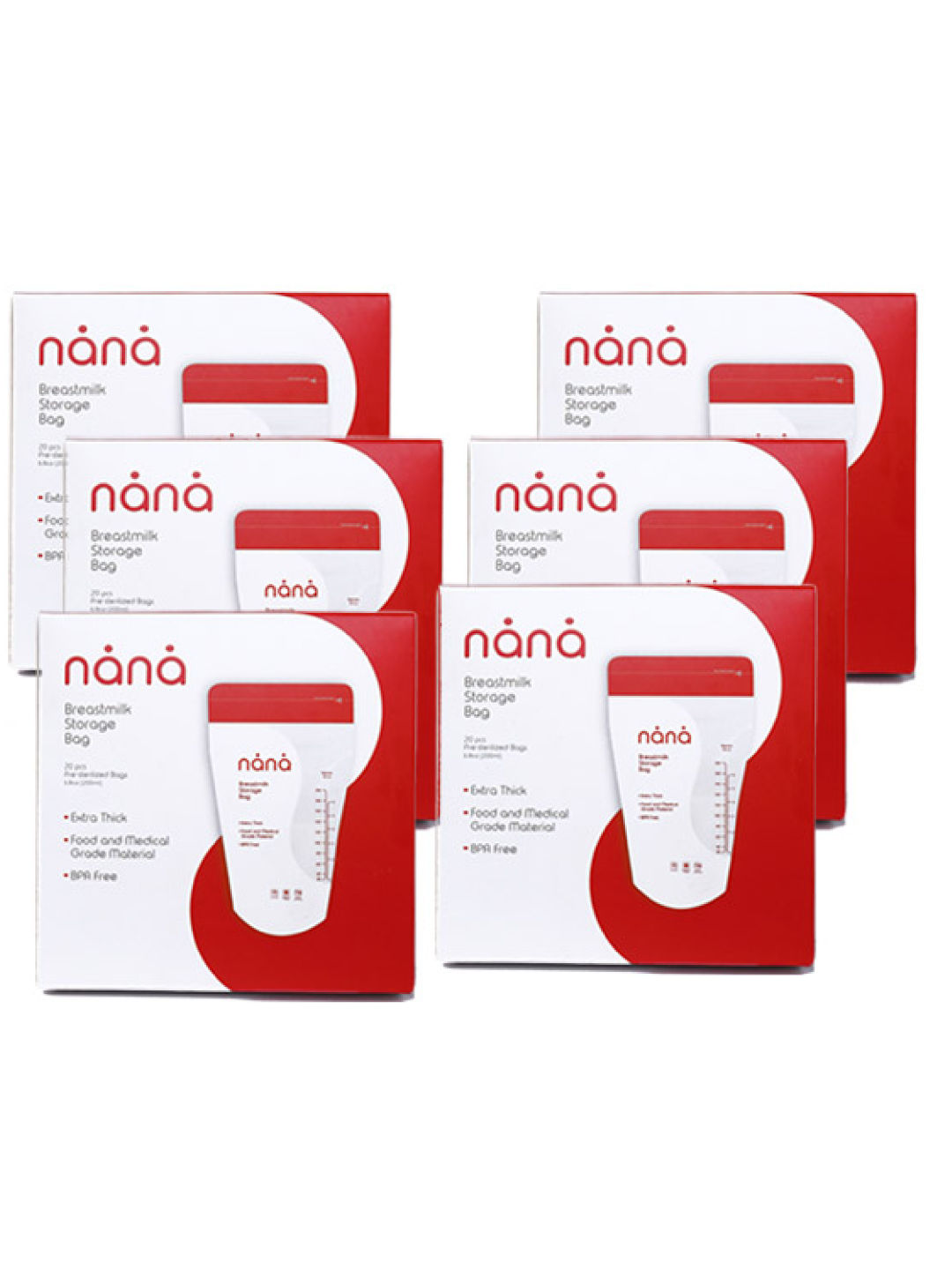 Nana Breastmilk Bag 200ml (20pcs) Bundle of 6