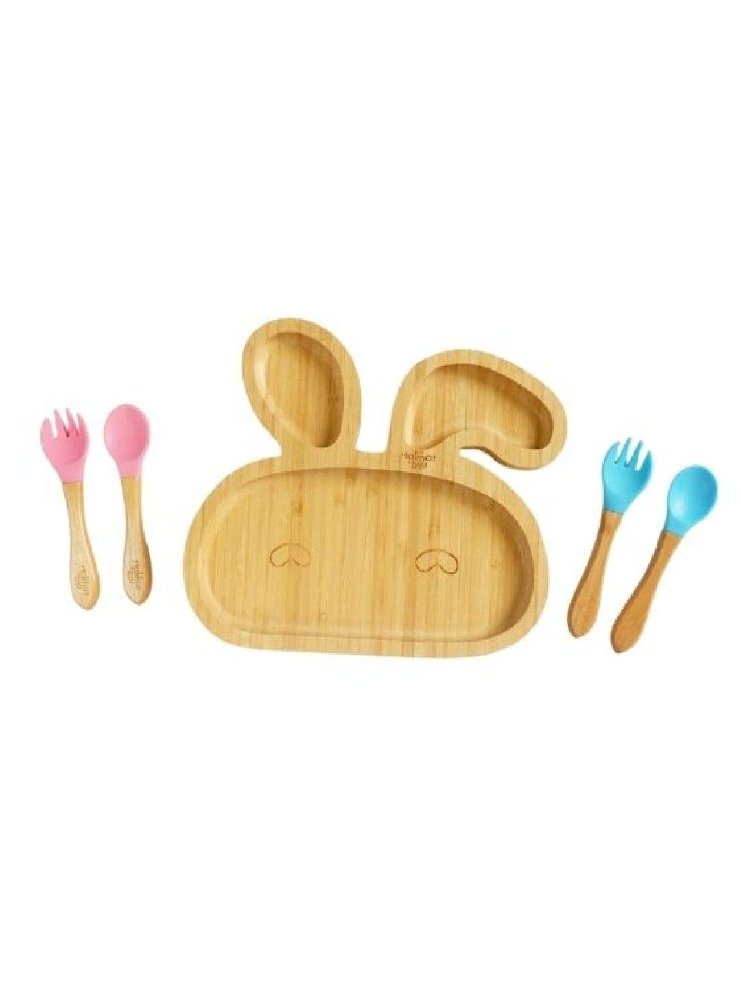 Matmat + Lulu Bunny Premium Bamboo Plate (with Spoon and Fork)