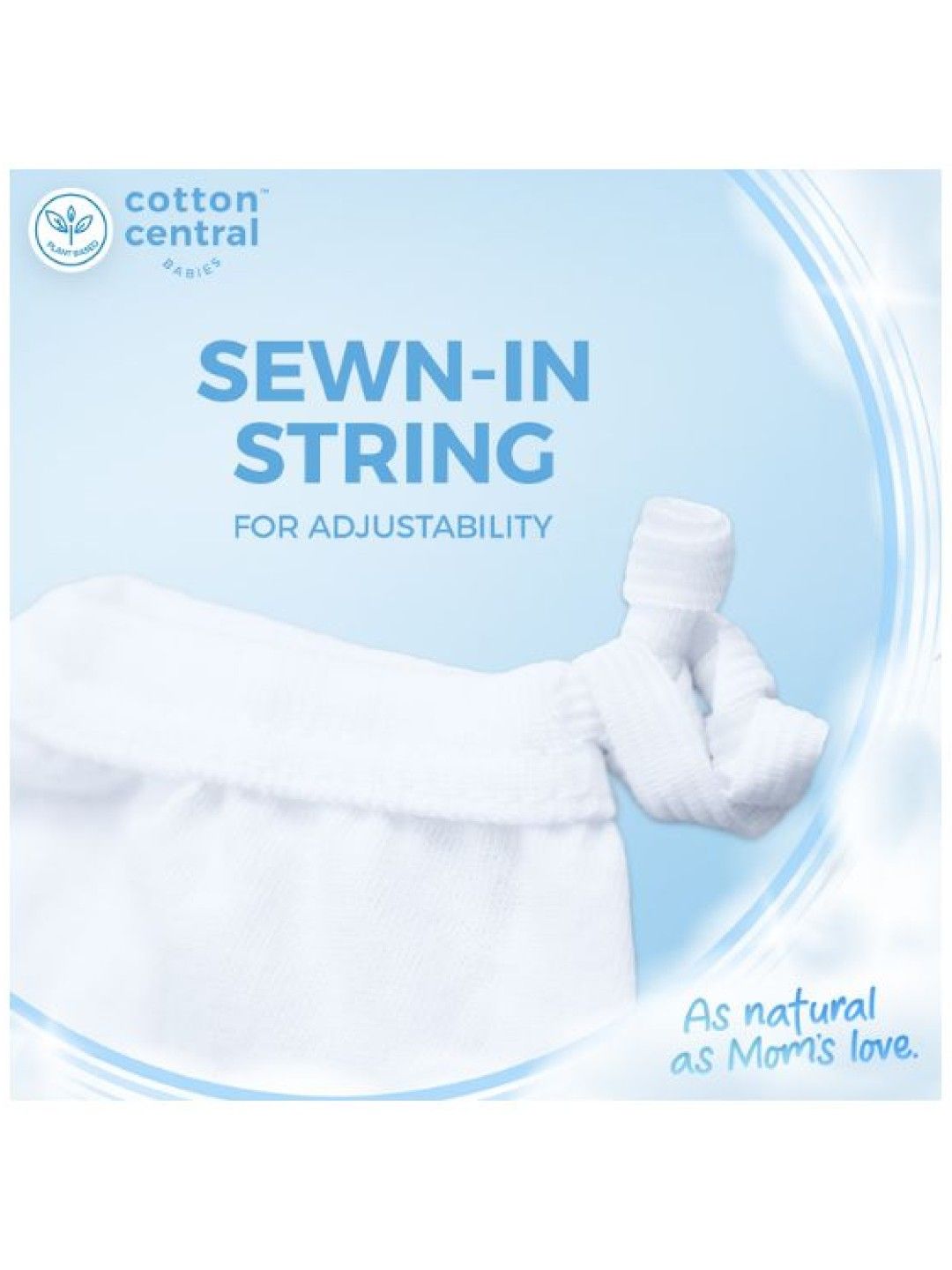 Cotton Central™ Mittens with String 100% USA Cotton (Pack of 3) (Snow White- Image 3)