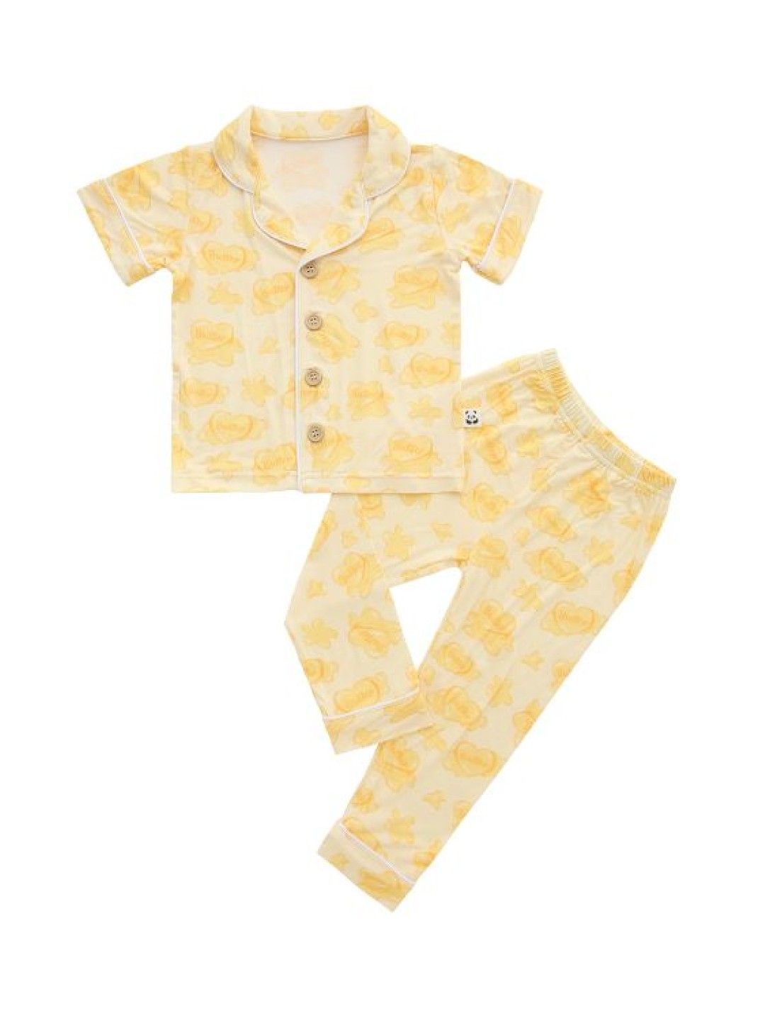 Bamberry Baby Short Sleeved Button Down PJ Set, Butter (Butter- Image 1)