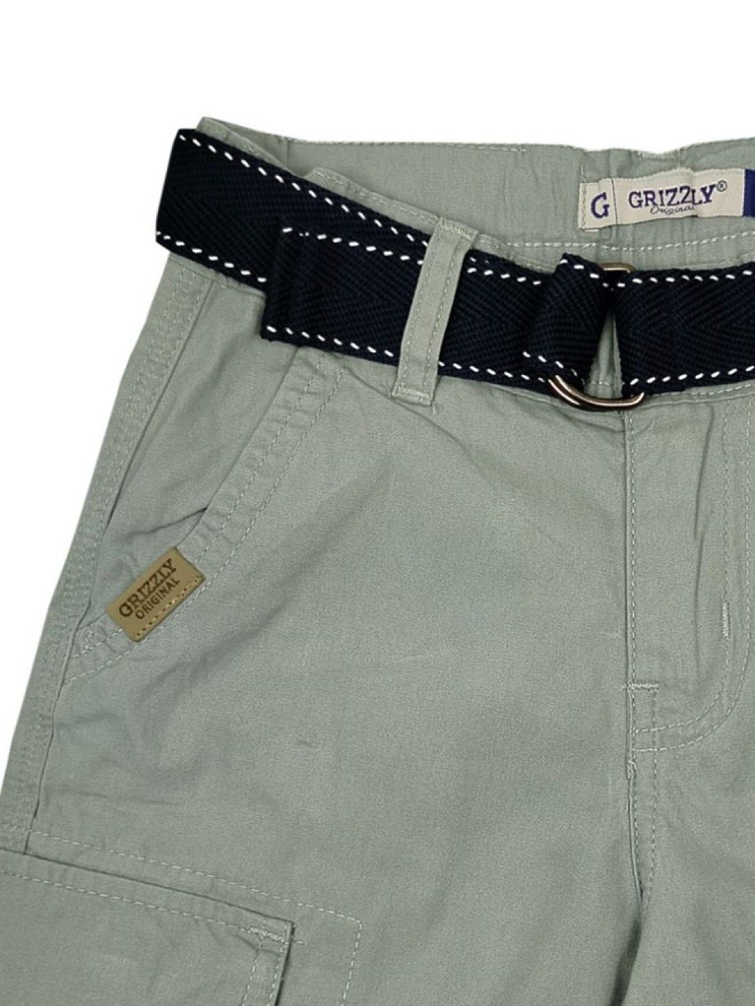 Grizzly Boys Round Waist Band Twill Cargo Short (C Green- Image 3)
