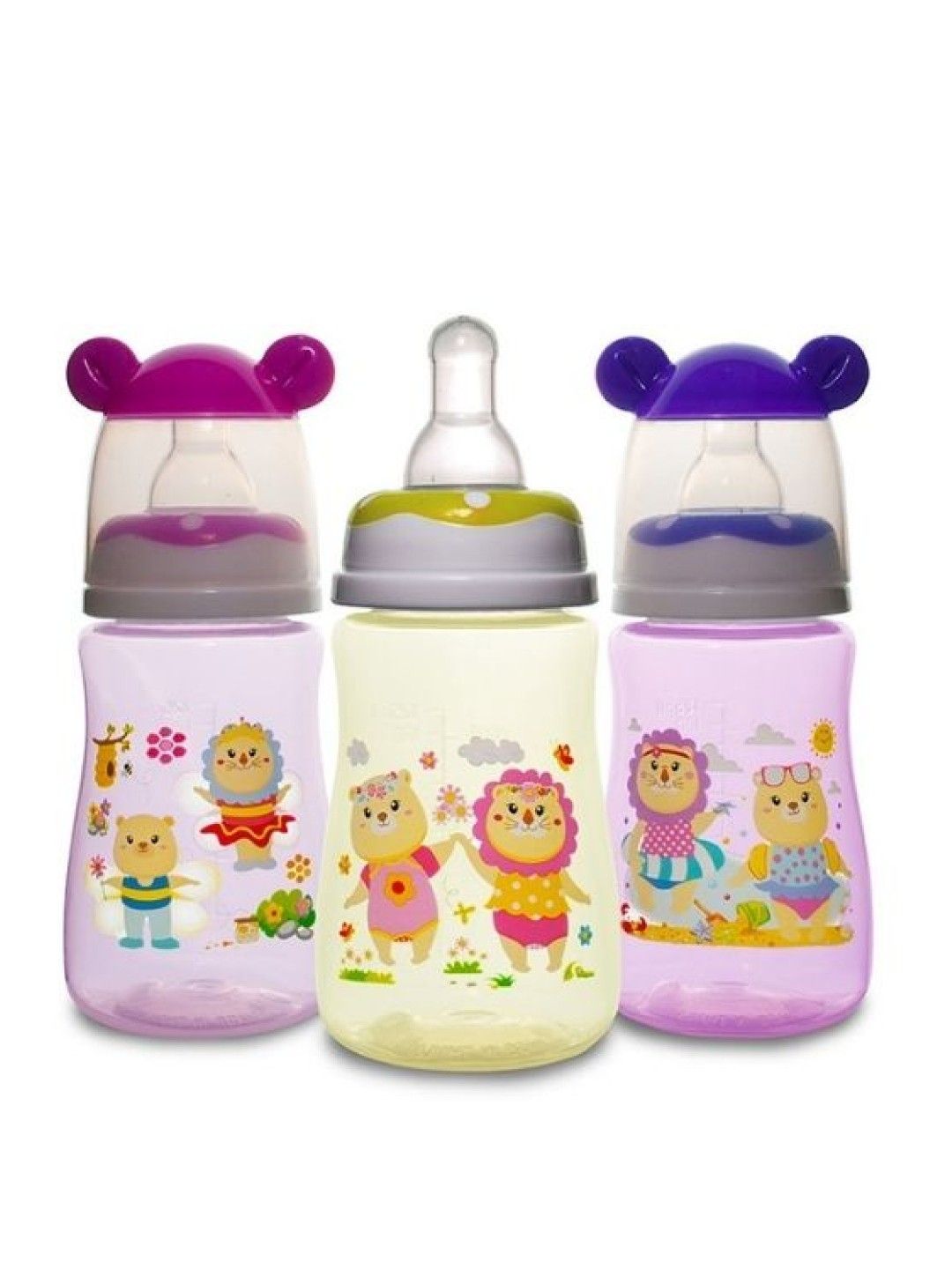 Coral Babies Tinted Feeding Bottles With Character Hood Pink (4 oz) (No Color- Image 2)