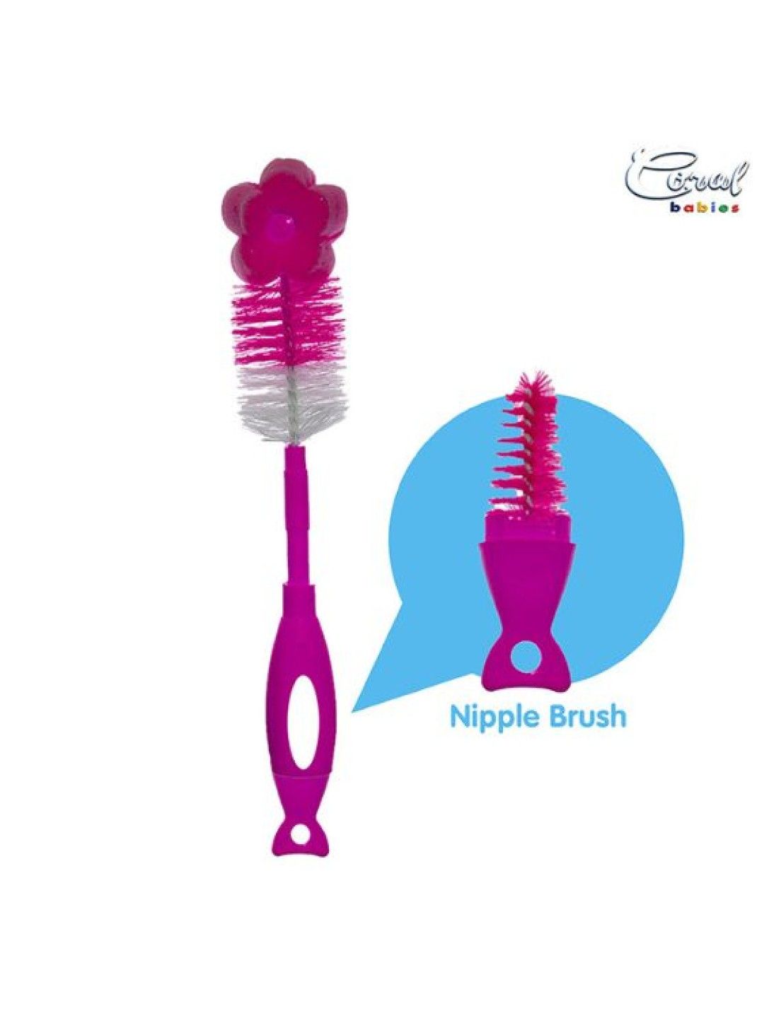 Coral Babies Bottle and Nipple Brush with Foam - Pink