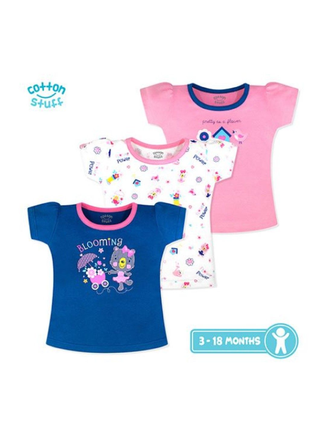 Cotton Stuff Fitted Blouse Jersey 3-in-1 Pretty as Flower - Girl (No Color- Image 1)