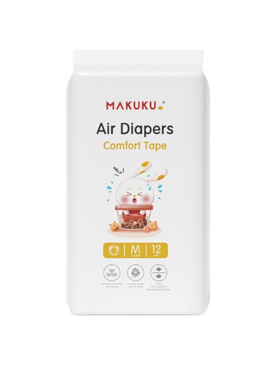 Makuku Mini Diaper Baby Cottony Cloth-Like Disposable Tape Training Pad, Medium 12s
