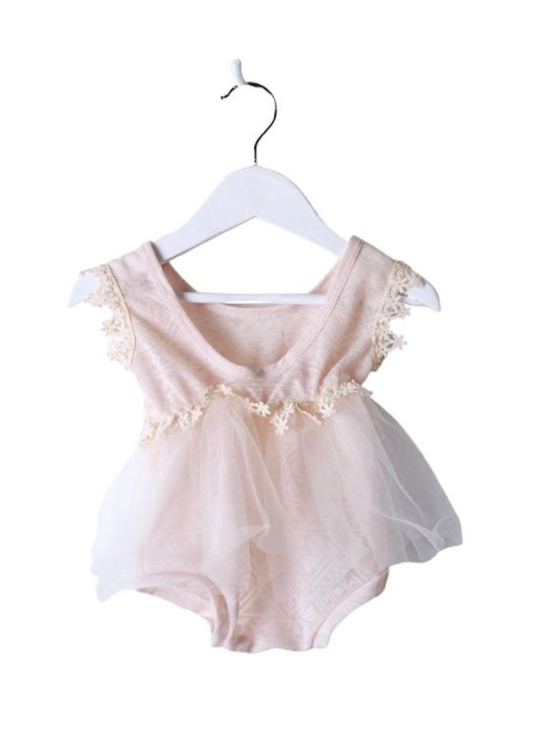 Style Me Little Lace & Tulle Romper Suit (Champagne Beige- Image 2)