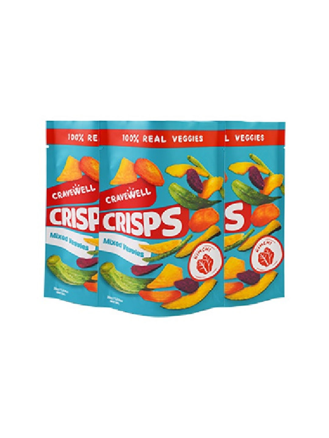 Cravewell Mixed Veggie Crisps - Kimchi (3-Pack) (No Color- Image 1)
