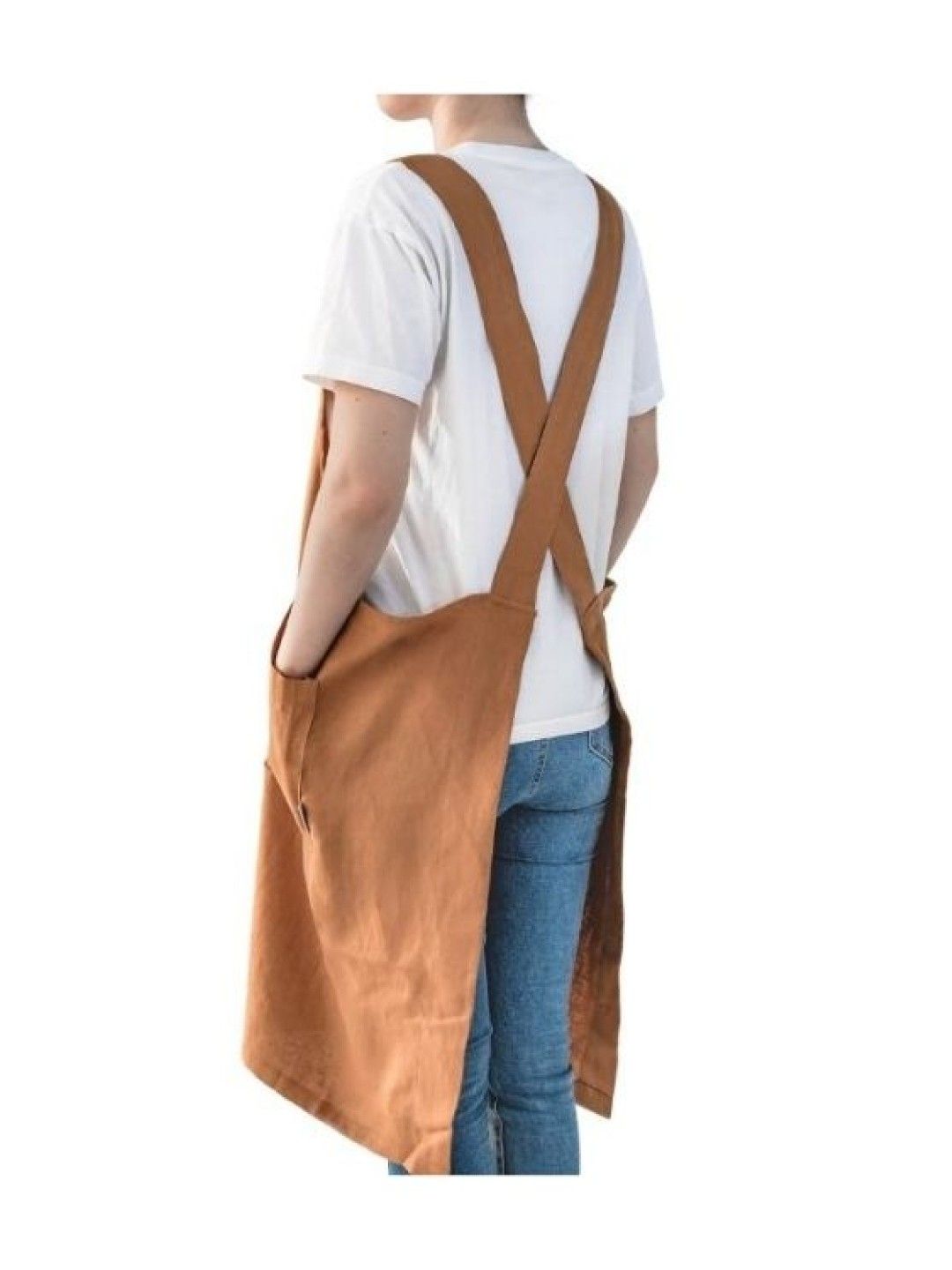 Ava & Ava 100% Linen Crossback Apron (Caramel- Image 2)