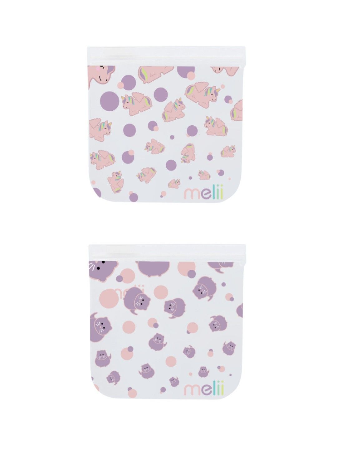 Melii Baby Reusable Animal Snack Bags (Cat & Unicorn- Image 3)