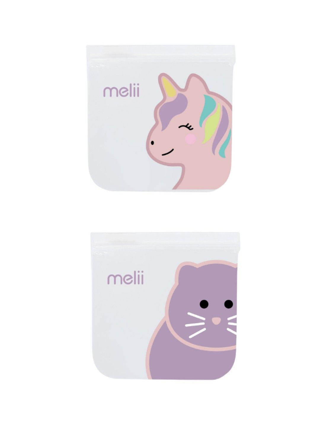 Melii Baby Reusable Animal Snack Bags (Cat & Unicorn- Image 2)
