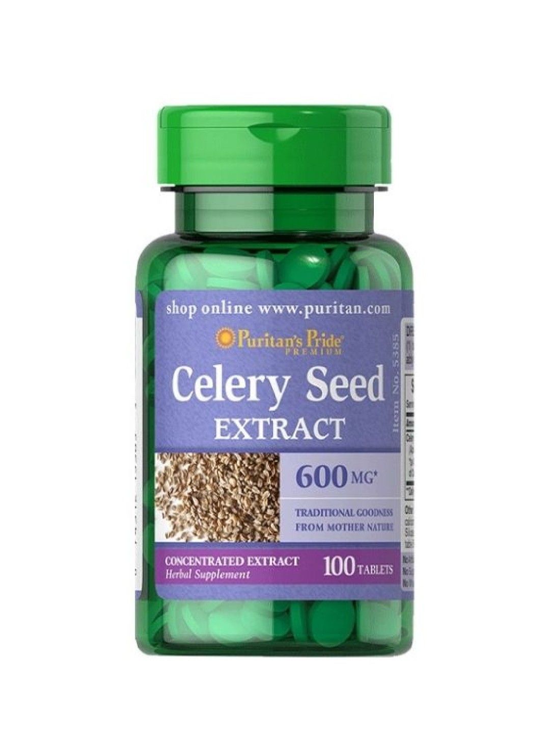 Puritan's Pride Celery Seed Extract 600 mg (100 tablets) (No Color- Image 1)