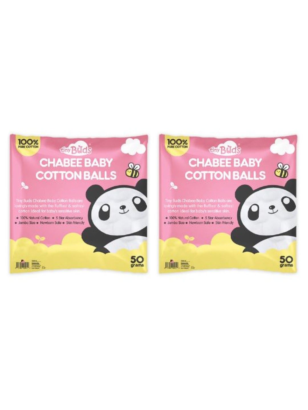 Tiny Buds Chabee Baby Cotton Balls 50g (Set of 2) (No Color- Image 1)