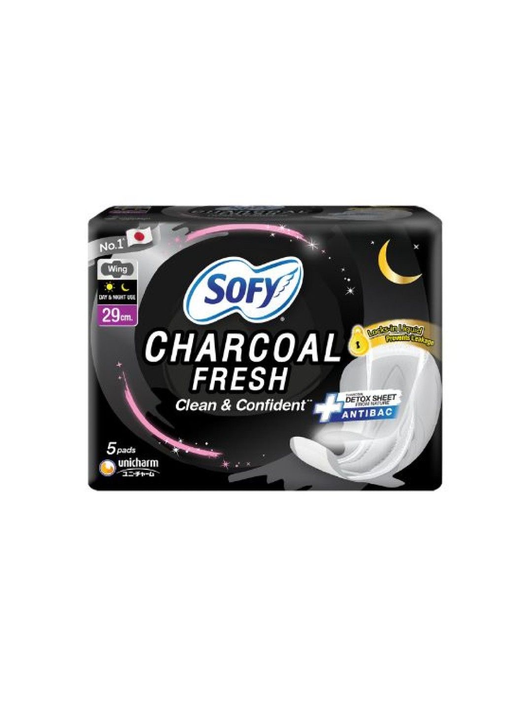 Sofy Charcoal Fresh Overnight Sanitary Napkin 29cm (5 pads)