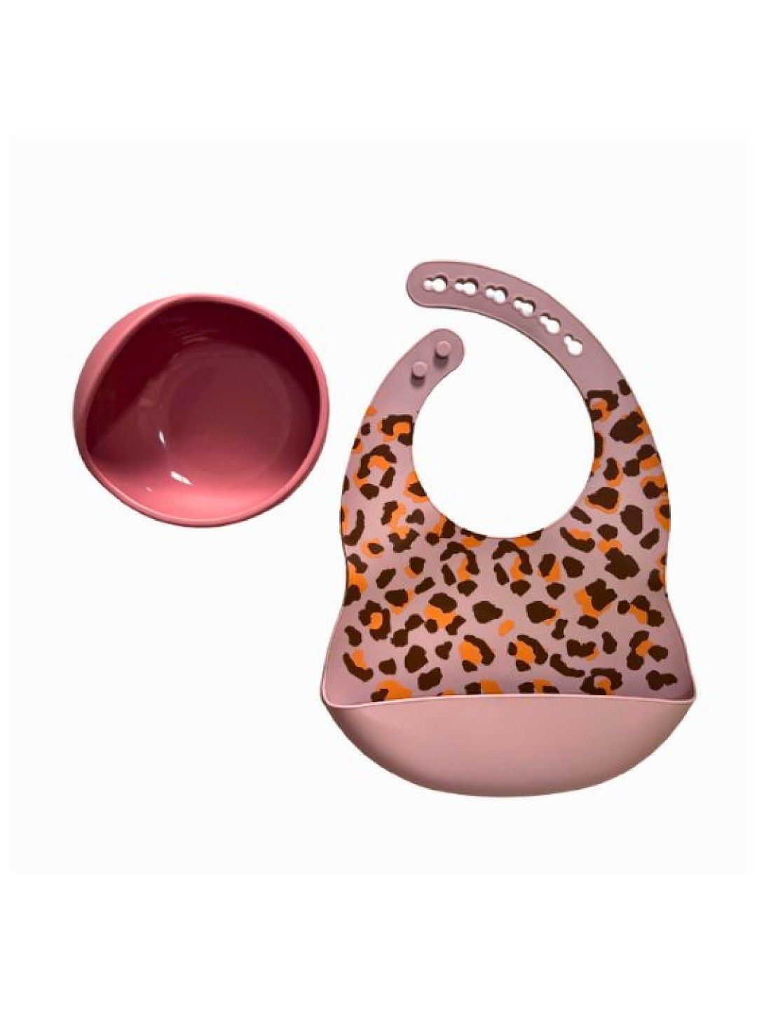 JulieBean Baby Patterned Design Bib with Bowl Suction Set (Cheetah Mauve- Image 1)