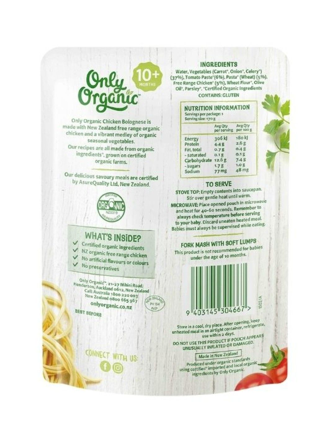 Only Organic Chicken Bolognese (170g) (No Color- Image 2)