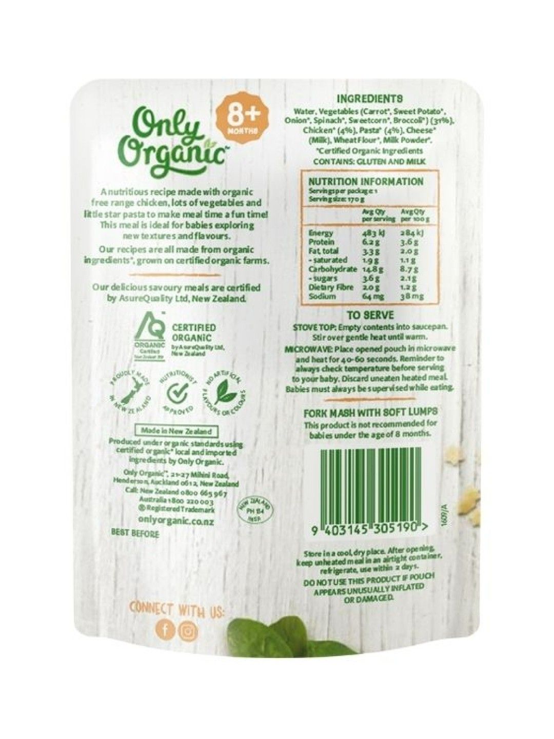 Only Organic Chicken, Vegetables & Star Pasta (170g) (No Color- Image 2)