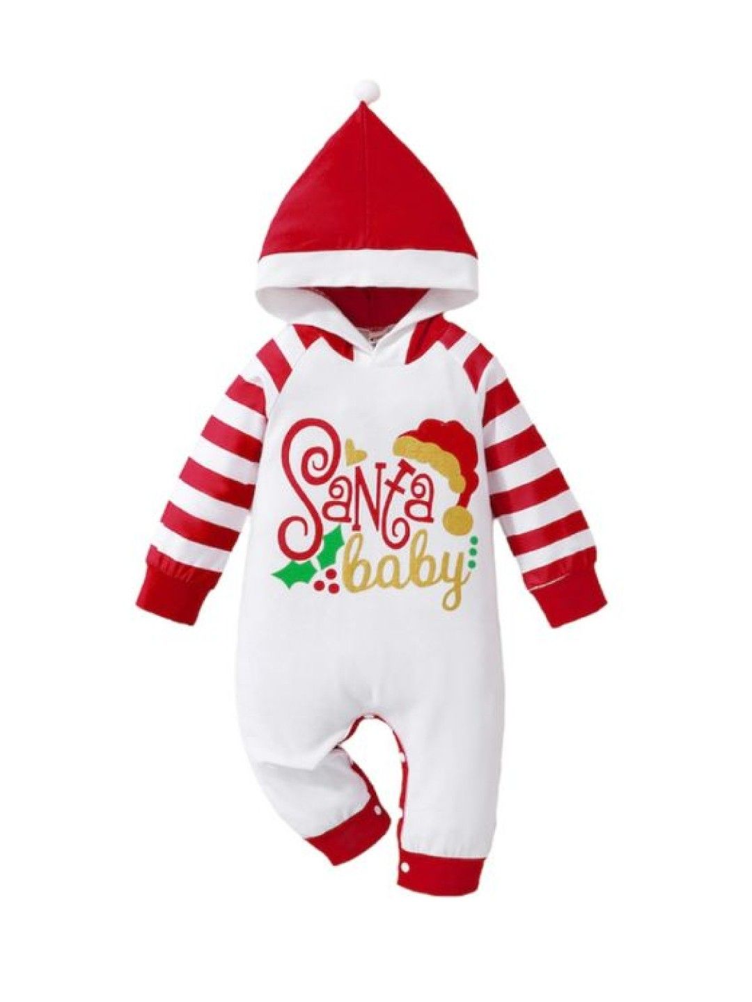 Cottonkind Christmas Romper with Hoodie (White- Image 1)