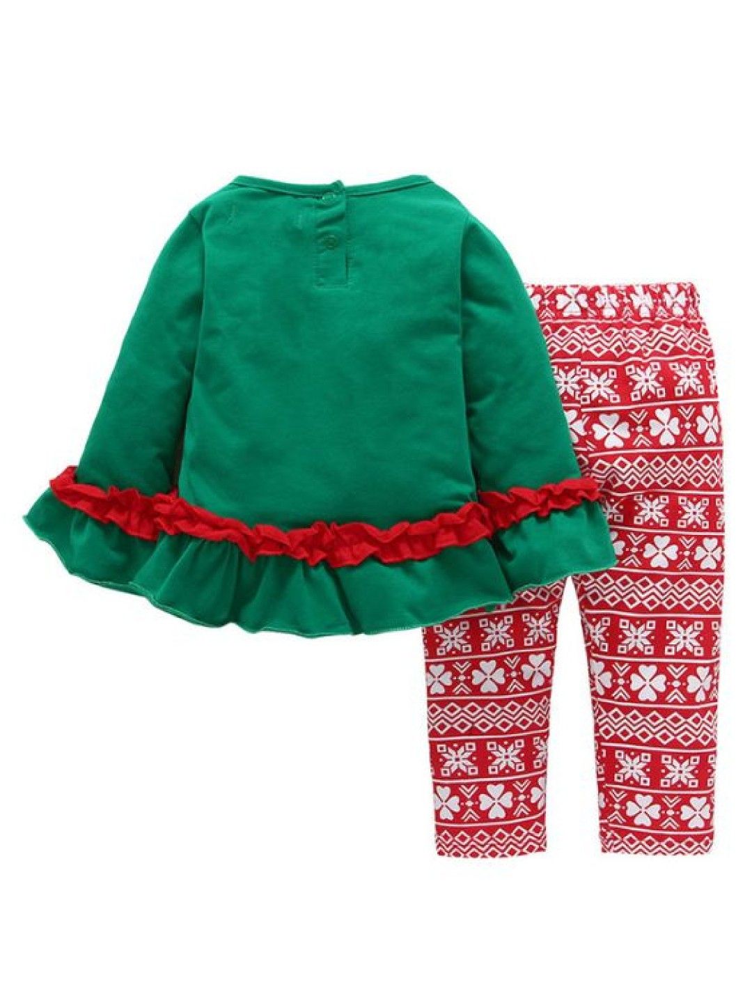 Cottonkind Christmas Ruffles Pajama Set (Green- Image 2)