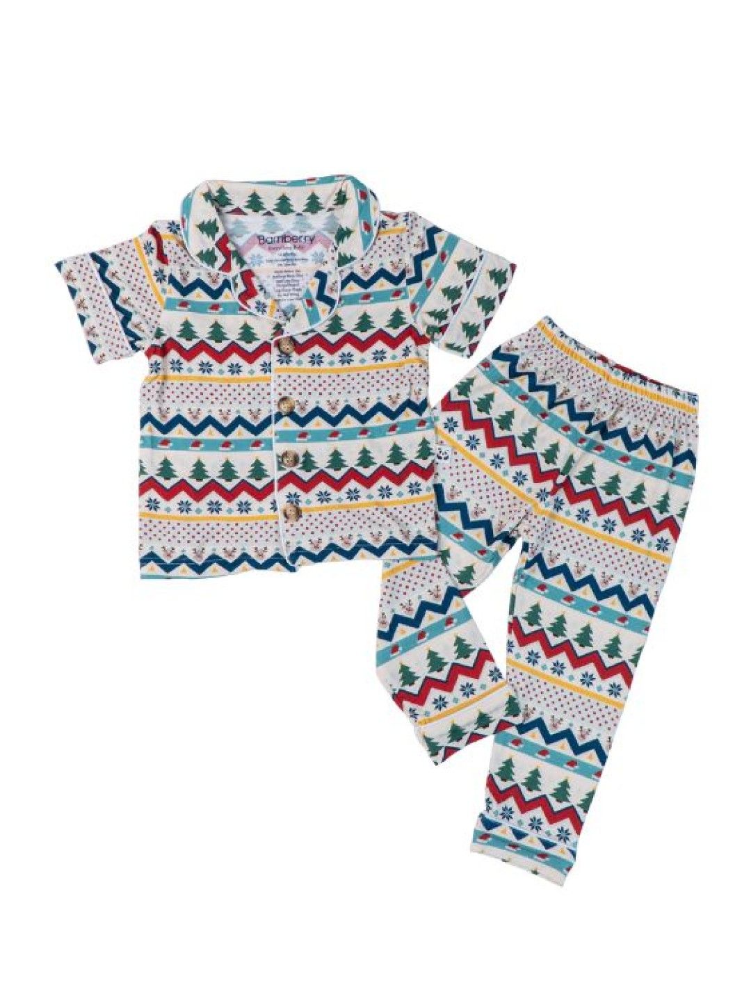 Bamberry Baby Short Sleeves Button Down PJ Set (Christmas Sweater) (No Color- Image 1)
