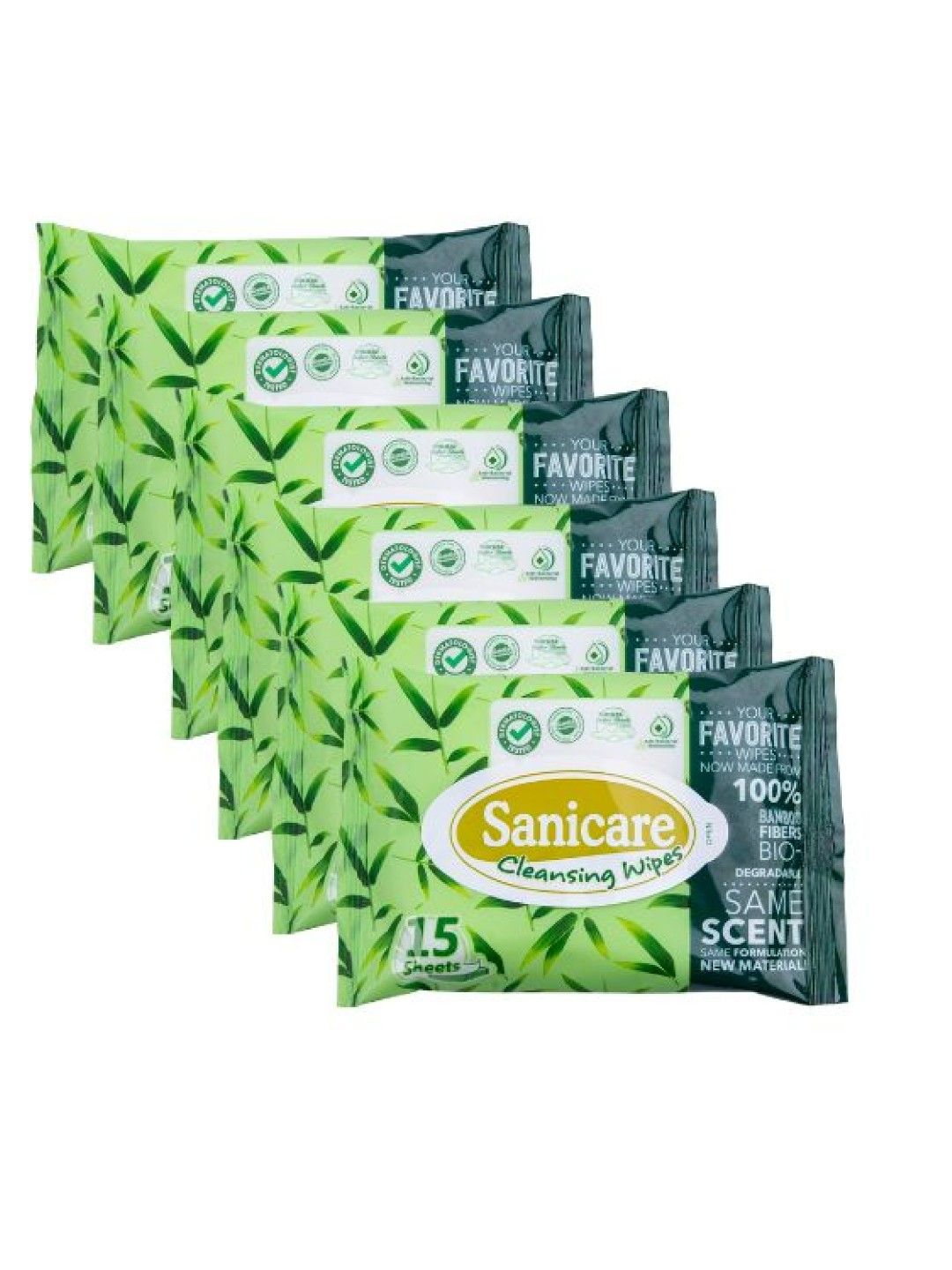 Sanicare [Bundle of 6] Cleansing Wipes Bamboo Fibre (15 sheets)