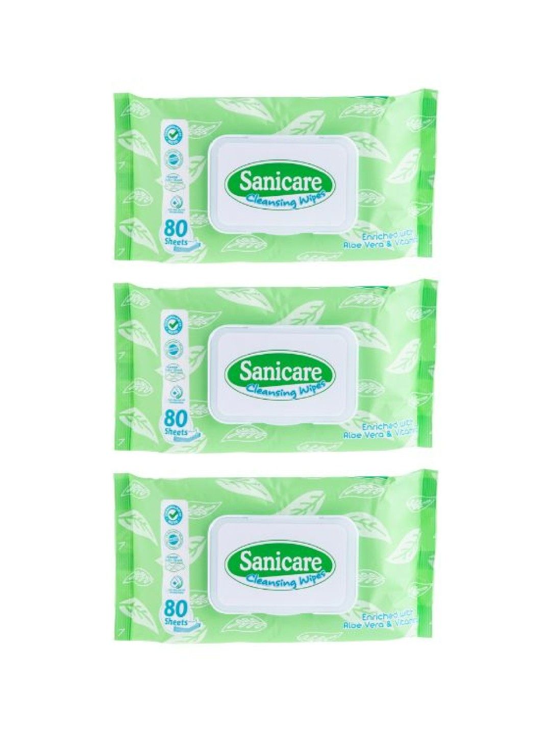 Sanicare [Bundle of 3] Cleansing Wipes Eucalyptus (80 sheets) (No Color- Image 1)