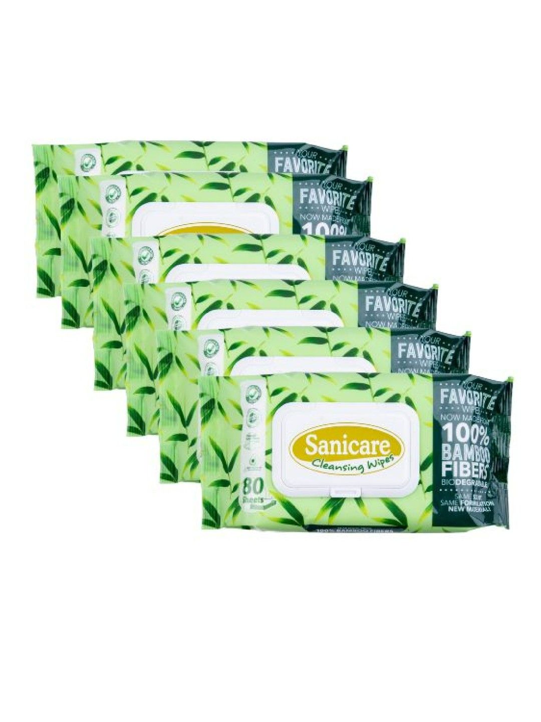 Sanicare [Bundle of 6] Cleansing Wipes Eucalyptus Bamboo Fibre (80 sheets) (No Color- Image 1)
