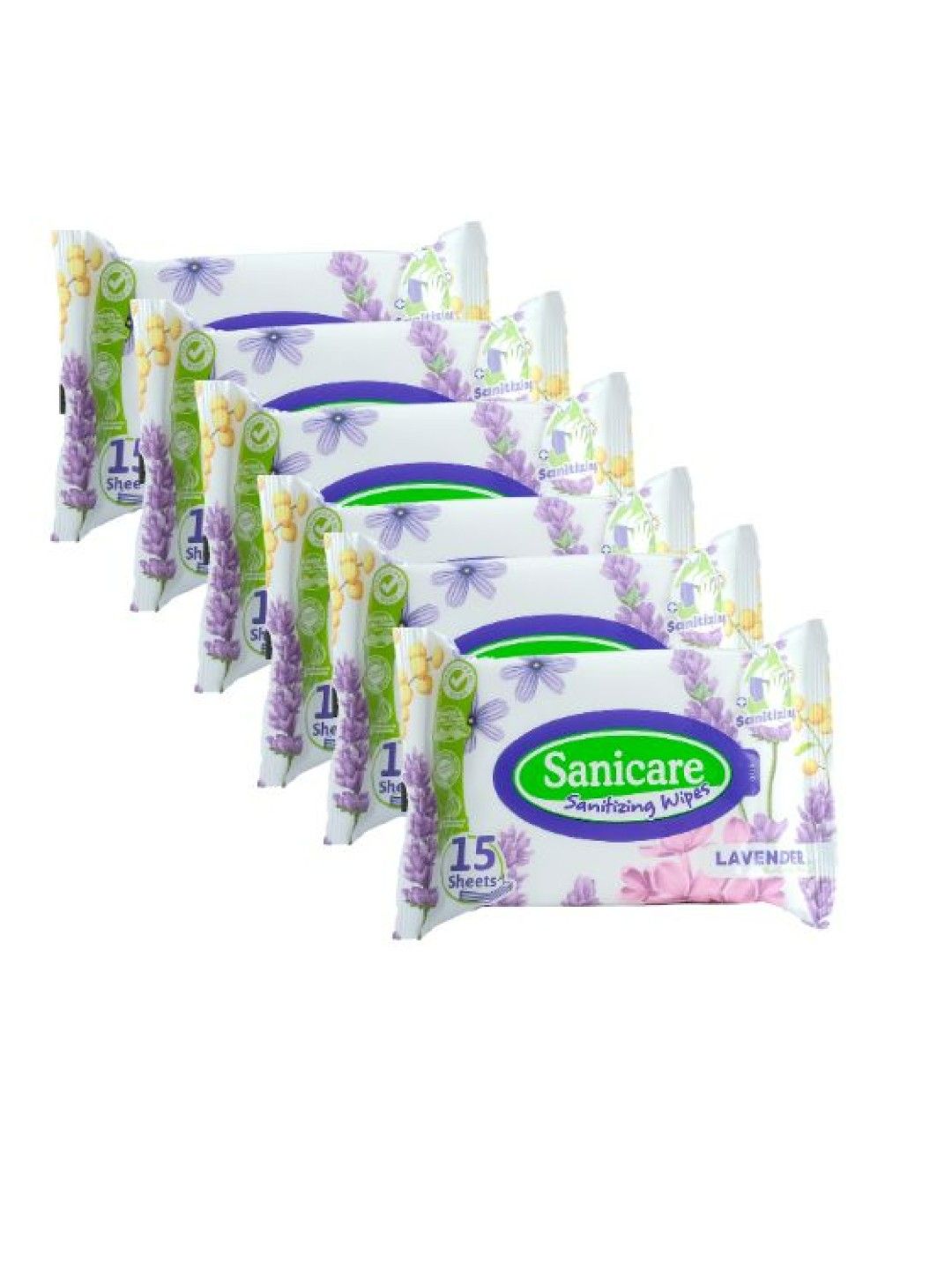 Sanicare [Bundle of 6] Cleansing Wipes Lavender (15 sheets) (No Color- Image 1)