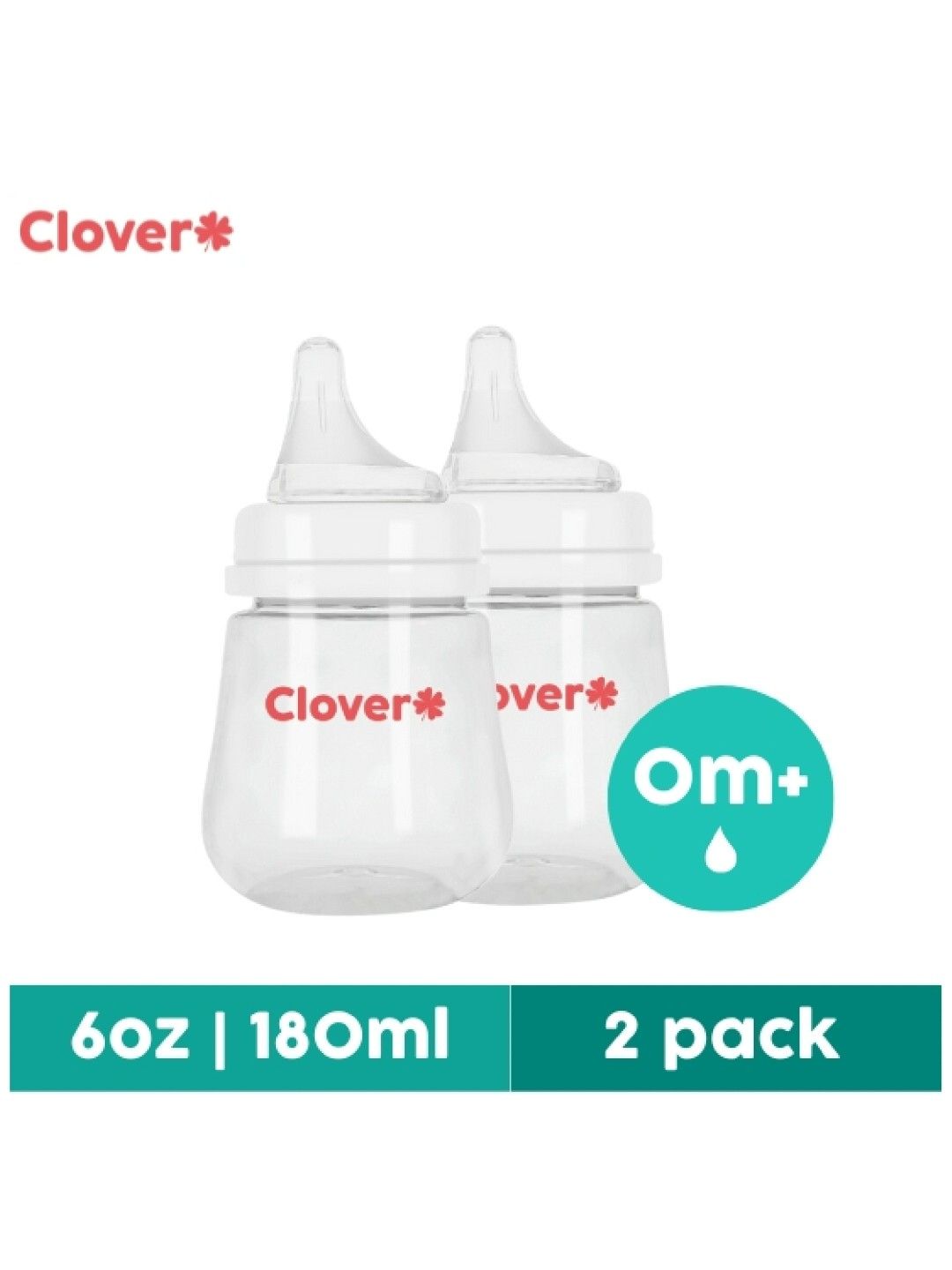 Clover Anti-Colic Baby Bottle 6oz/180ml (2 Pack)