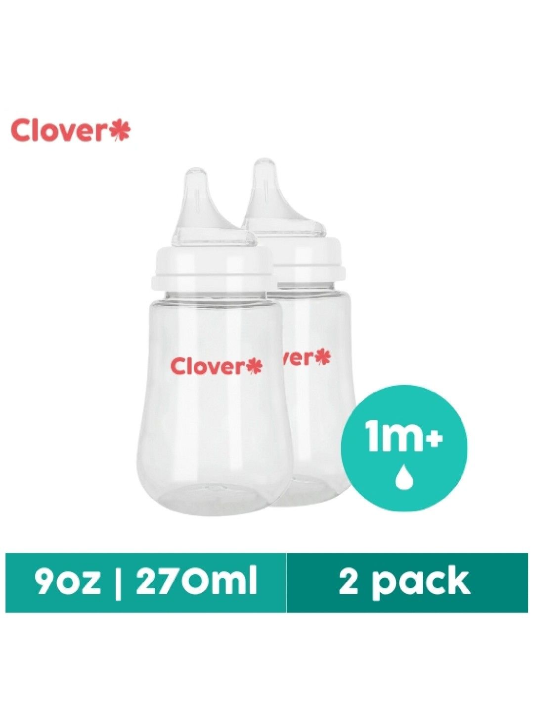 Clover Anti-Colic Baby Bottle 9oz/270ml (2 Pack)