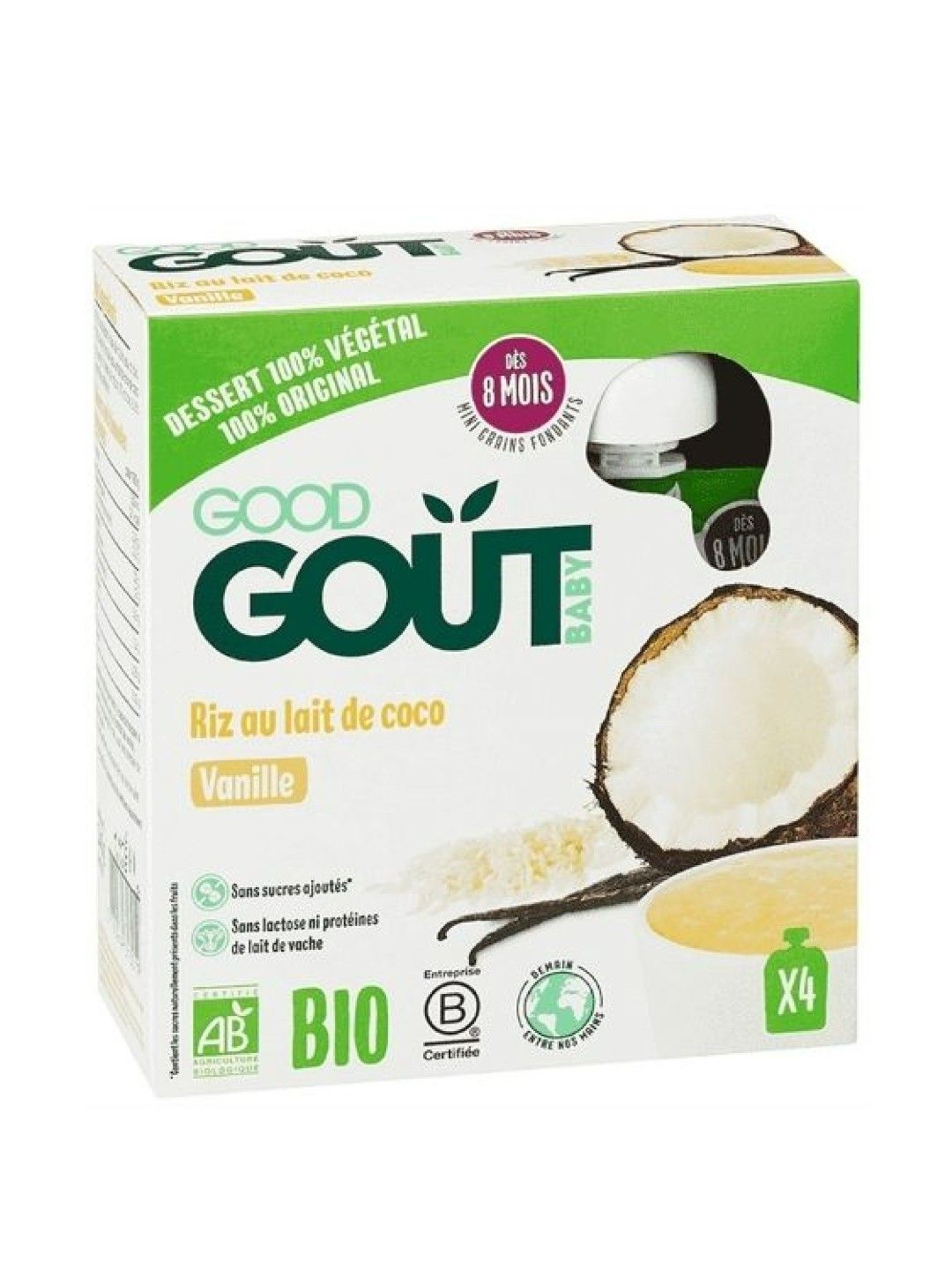 GoodGout Coconut Milk and Vanilla Rice Pudding (4 x 85g) (No Color- Image 1)