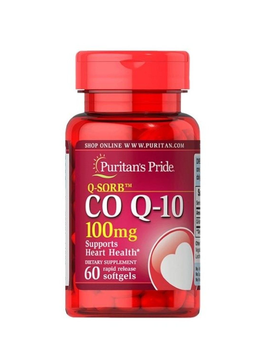 Puritan's Pride Coenzyme Q10 Co Q-10 100 mg (60 softgels) (No Color- Image 1)