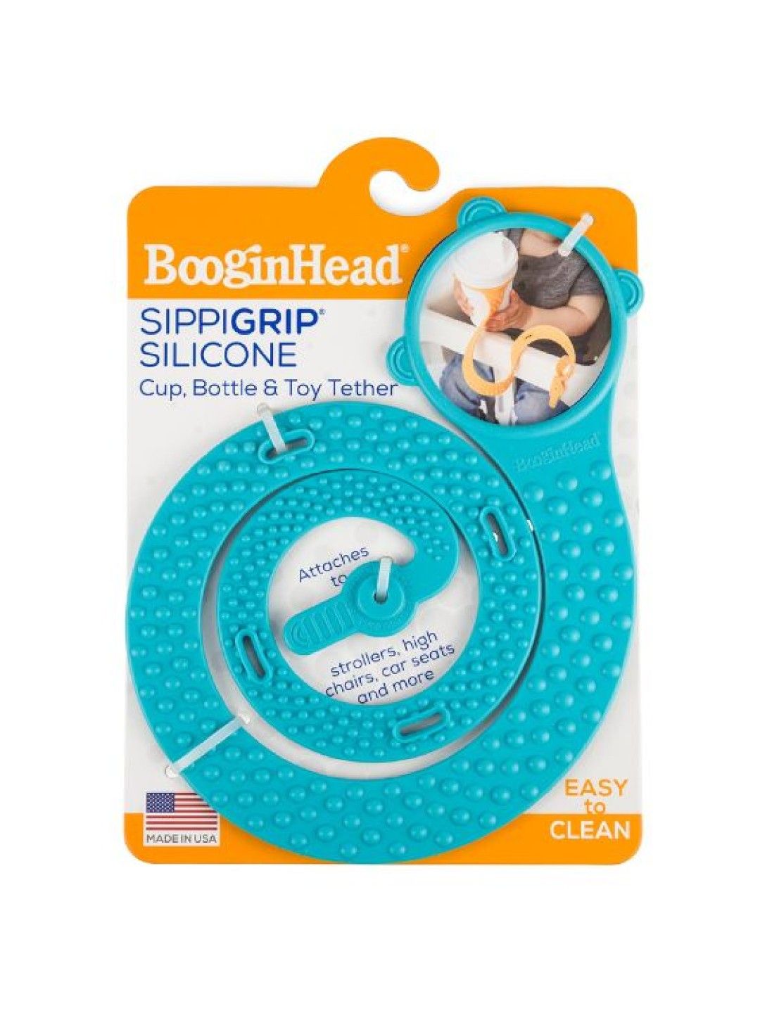 BooginHead SippiGrip Silicone Cup, Bottle & Toy Strap (Cool Teal- Image 4)