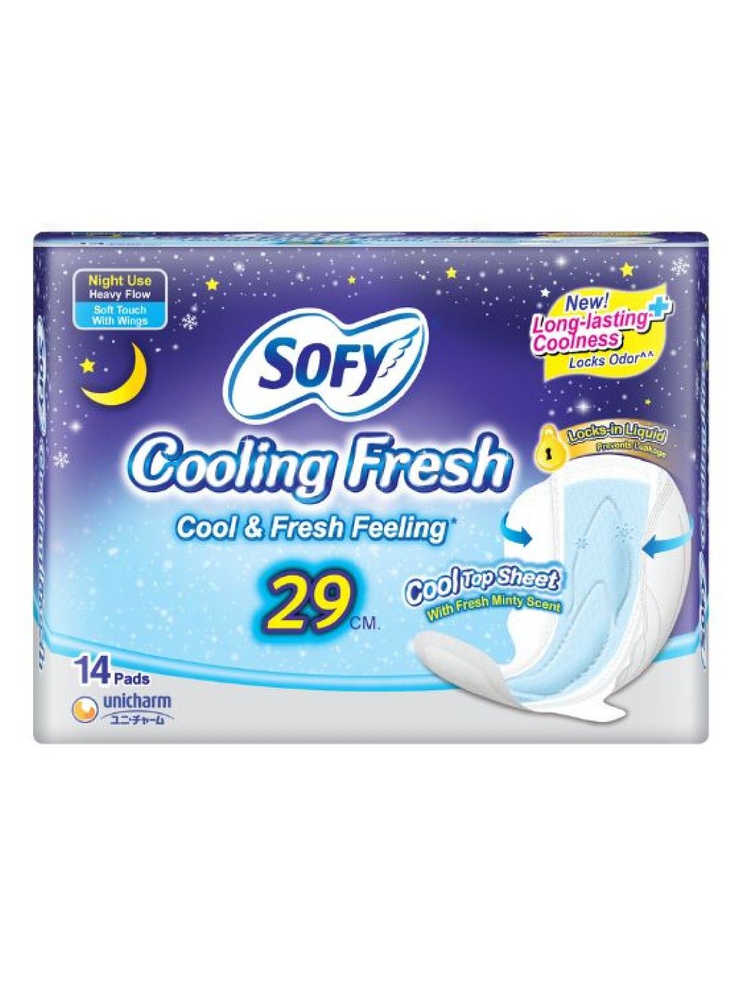 Sofy Cooling Fresh Slim Wing Overnight Sanitary Napkin 29cm (14 pads)