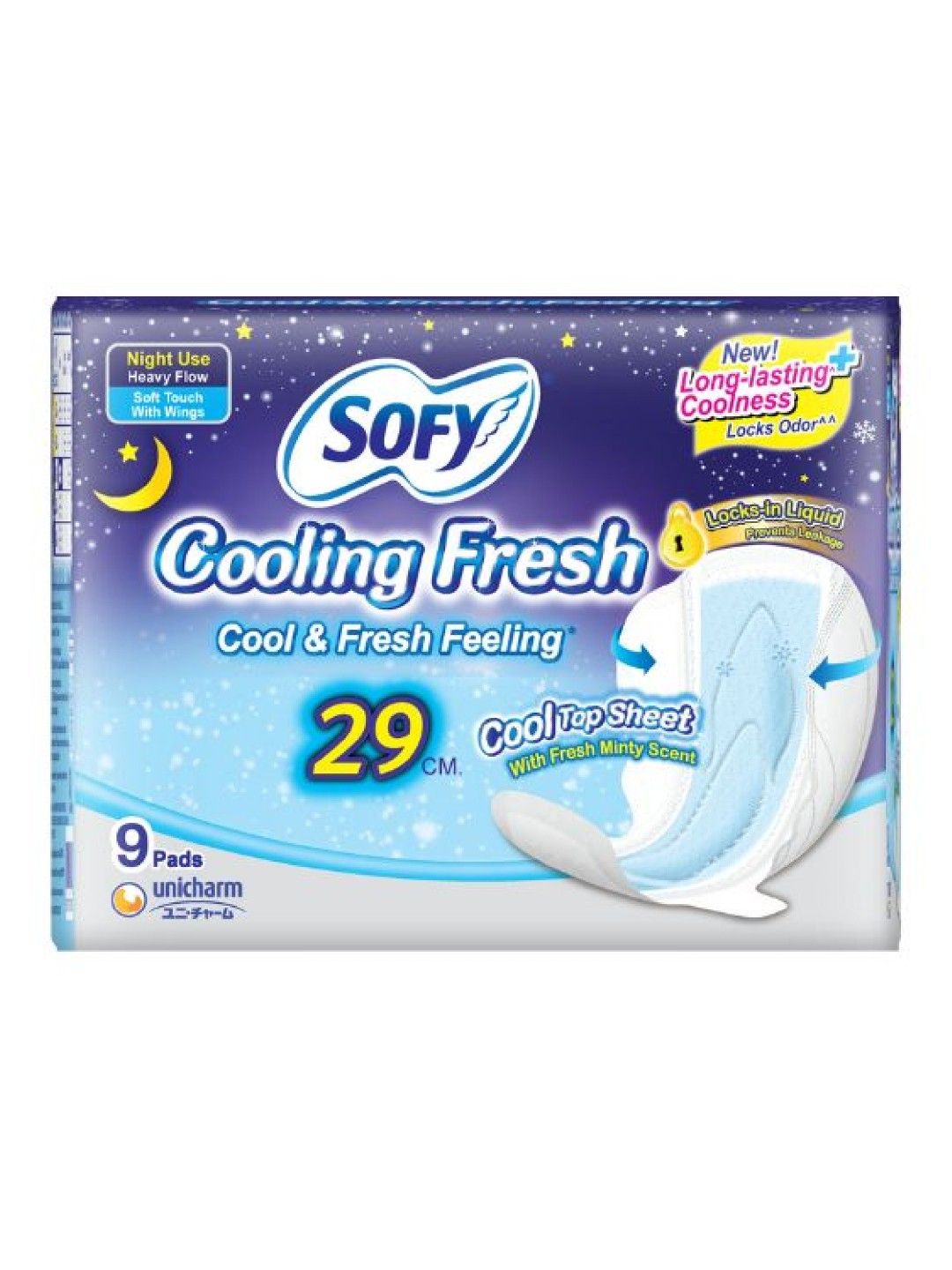 Sofy Cooling Fresh Slim Wing Overnight Sanitary Napkin 29cm (9 pads)