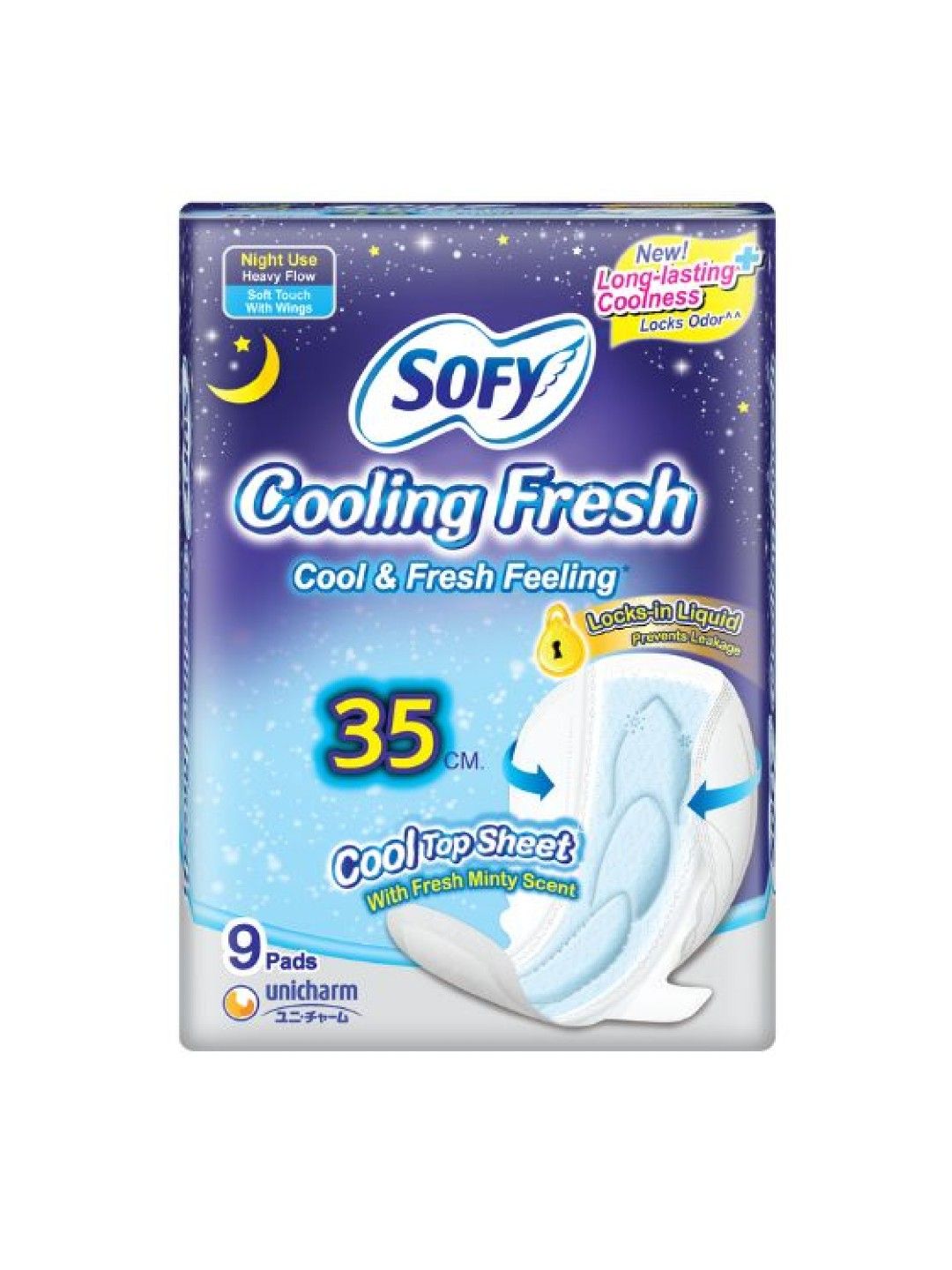 Sofy Cooling Fresh Slim Wing Overnight Sanitary Napkin 35cm (9 pads)