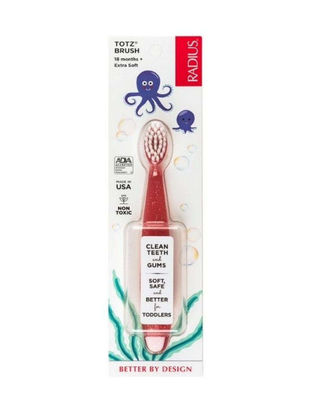 Radius Totz Toothbrush (18 months+) (Coral Sparkle/White- Image 2)