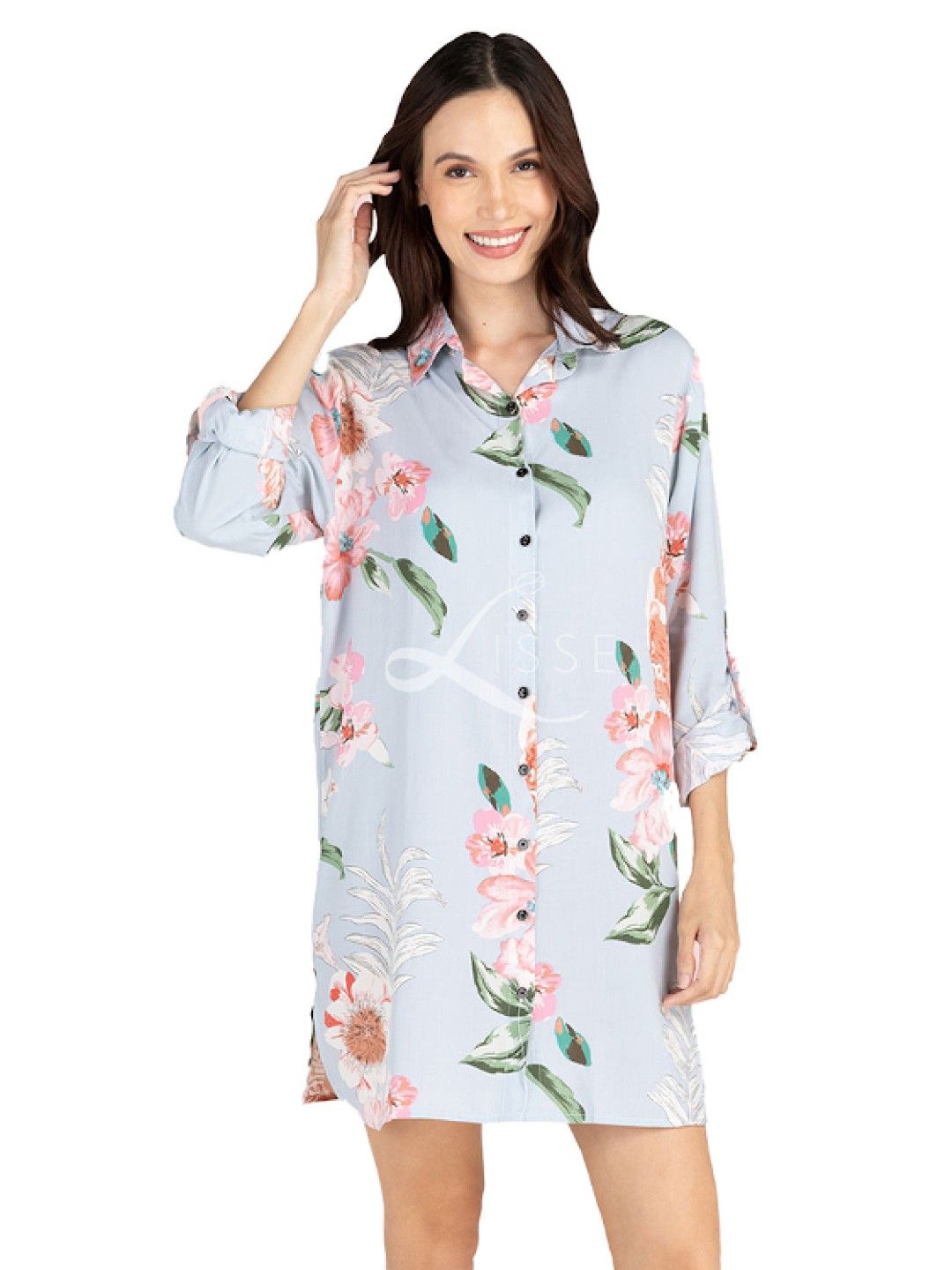 Lisse Cotton Floral Sleep Shirt Dress