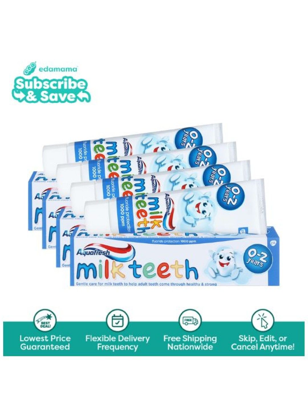 Aquafresh Milk Teeth Toothpaste 50ml x 4  - Subscription