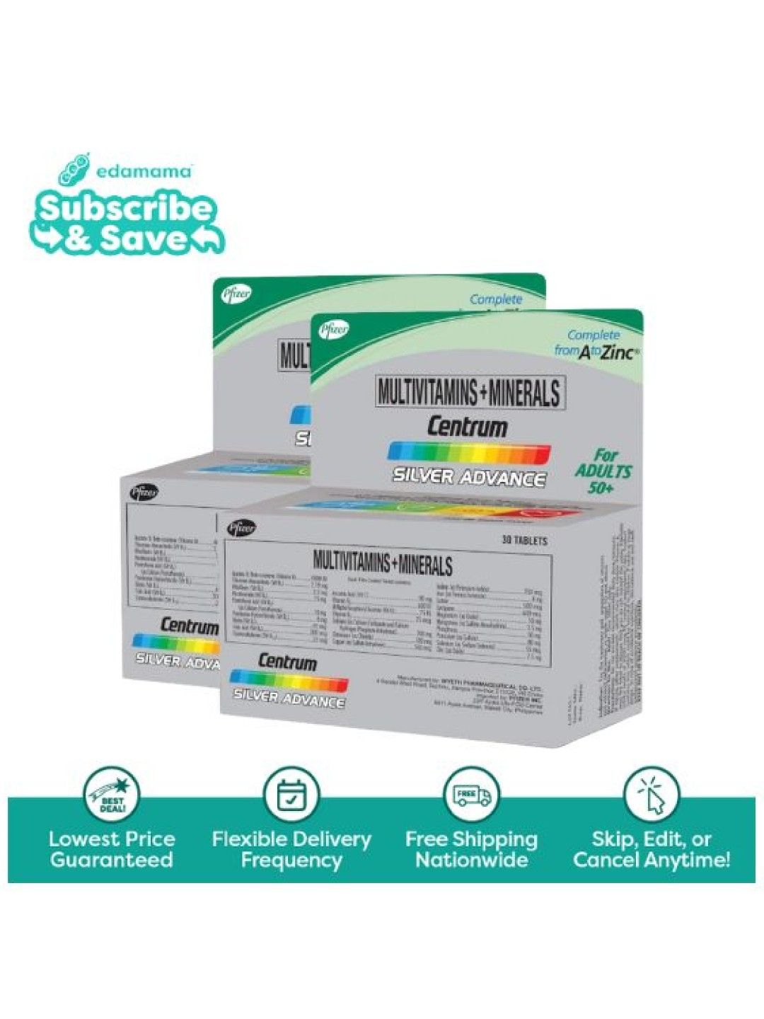 Centrum Silver Advance Multivitamins + Minerals Bottle (30s) Bundle of 2 - Subscription