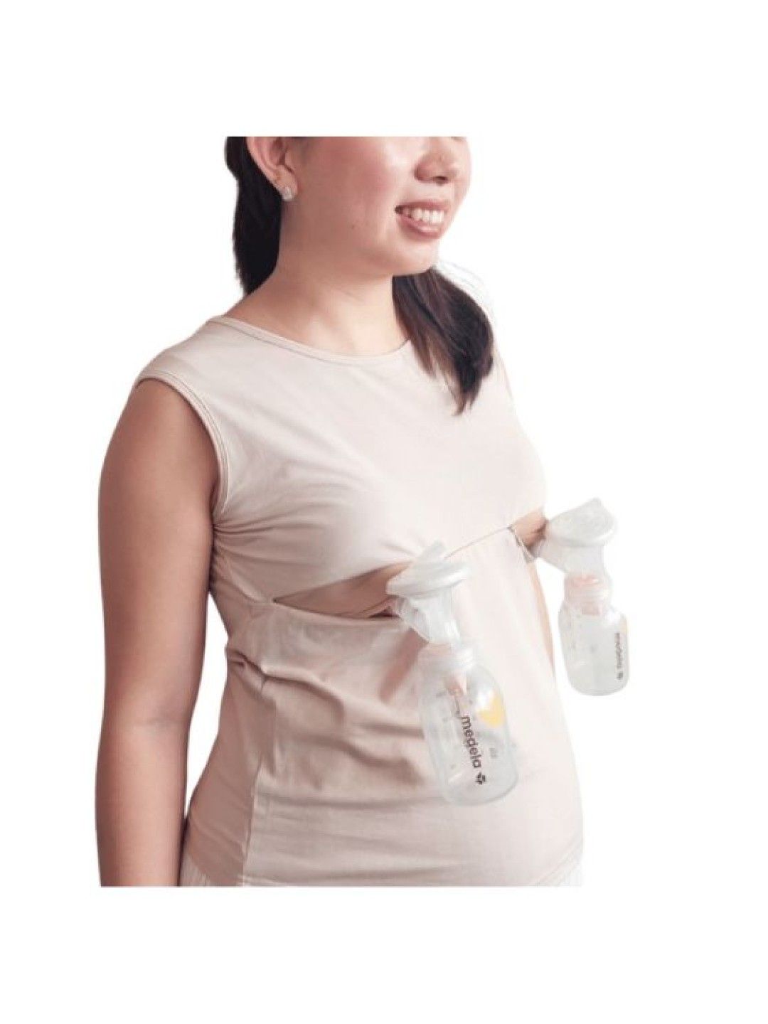 Elation Breastfeeding Tank Top with Double Zippers (Cream- Image 2)