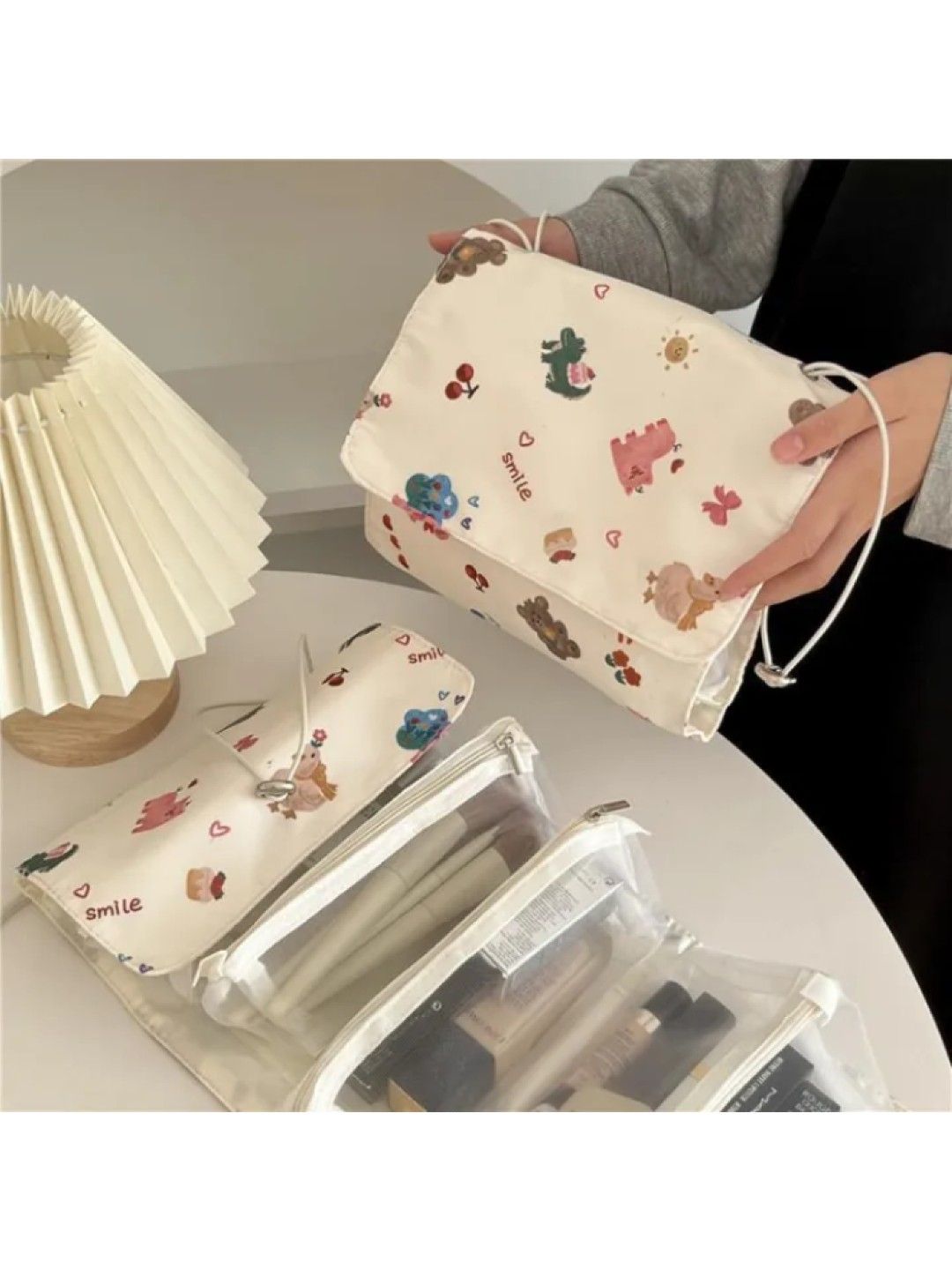Scenti Cute Vanity Travel Case Organizer for Makeup Self Care Items (Cute Animals- Image 2)