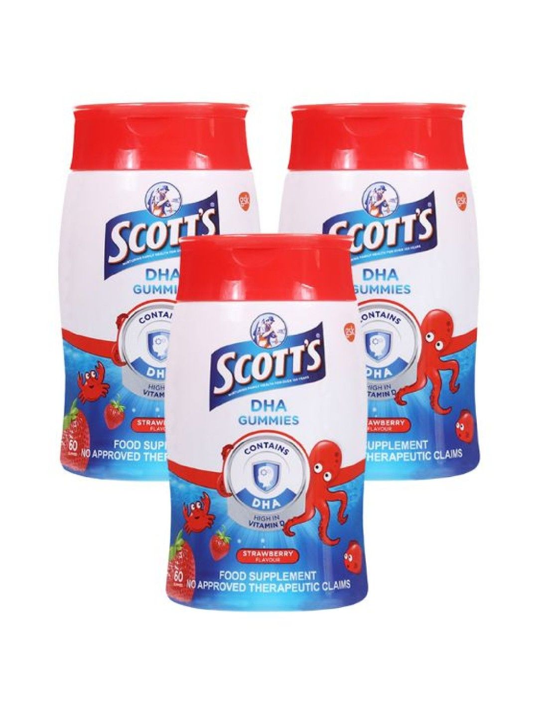 Scott's DHA Gummies - Strawberry (60 pcs) Bundle of 3