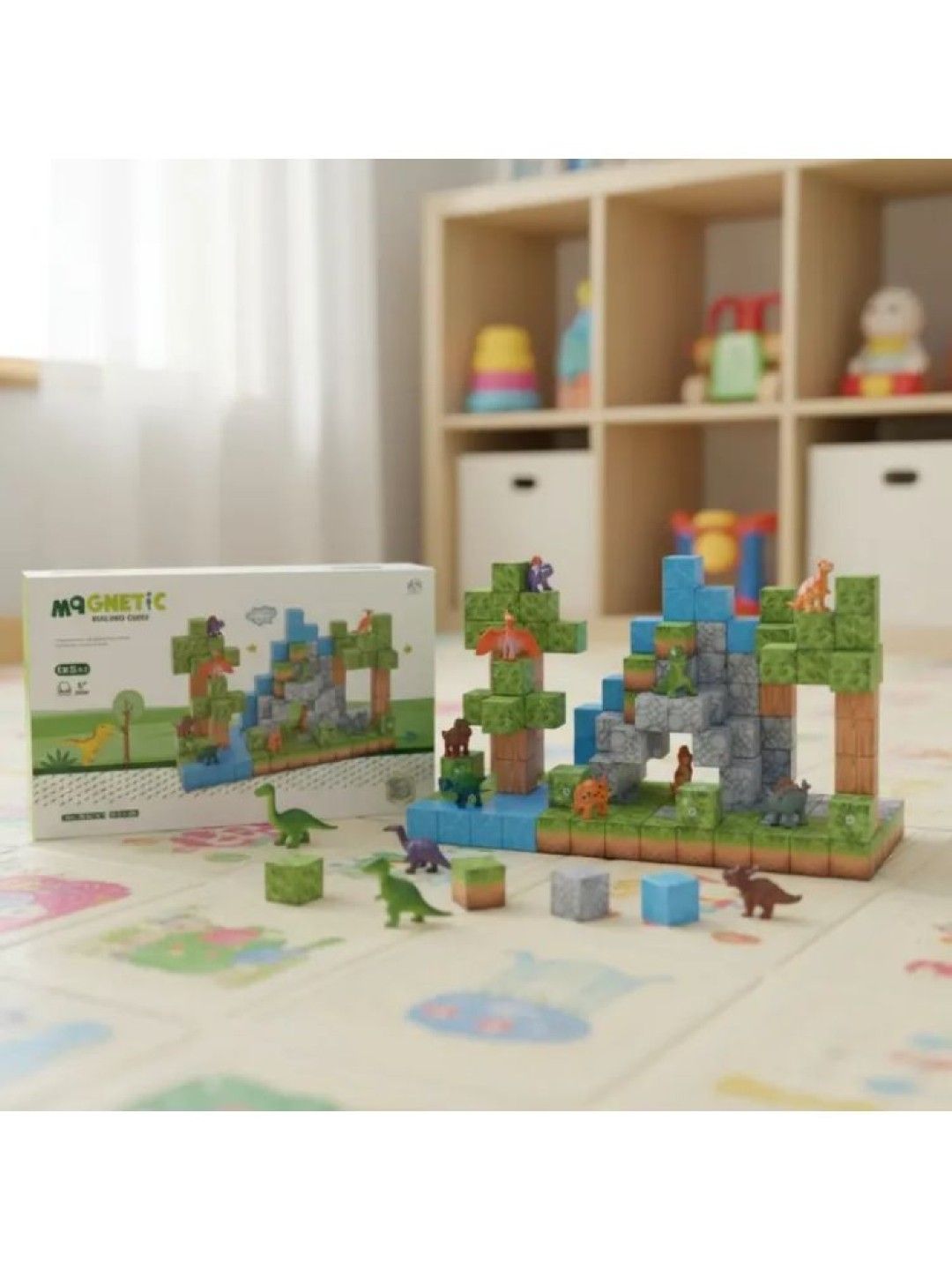 Magnetic Blocks Magnetic Building Blocks Educational Puzzle Toy Dino Theme 142pcs. (No Color- Image 4)
