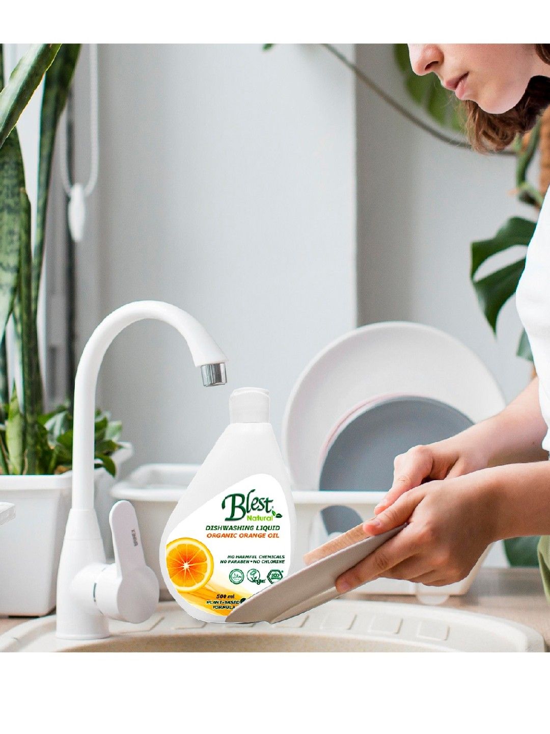 Blest Natural Dishwashing Liquid (500 ml) (Orange- Image 3)