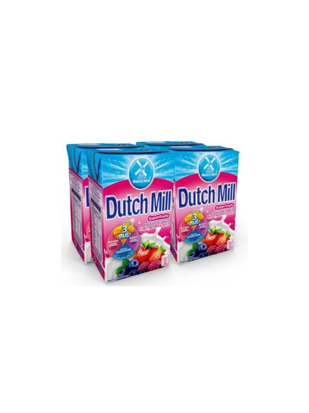 Dutch Mill UHT Yoghurt Drink Superfruits Saverspack w/ 4 Mixed Berries Juice 90ml x 4 brick (No Color- Image 1)